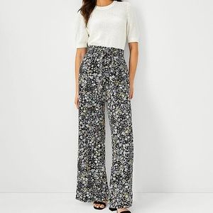 Ann Taylor *NAVY* floral tie waist pant, sz S $129